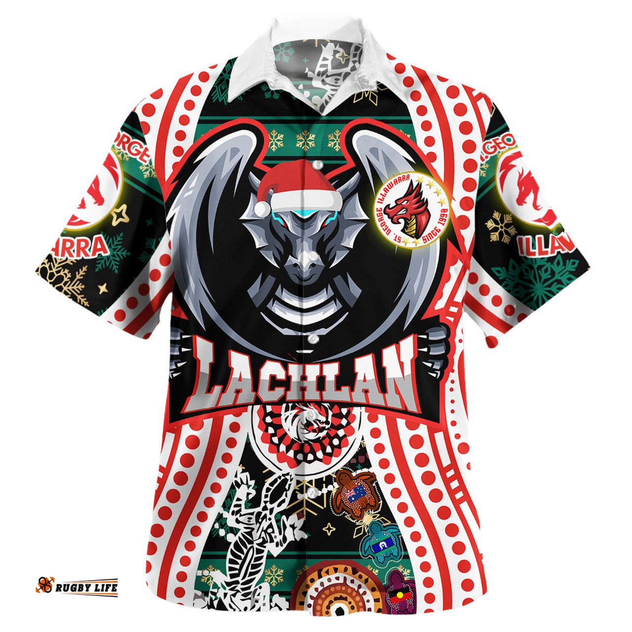 Amazing Aussie St. George Illawarra Dragons Merry Christmas Dragons Dragons Indigenous Hawaiian Shirt