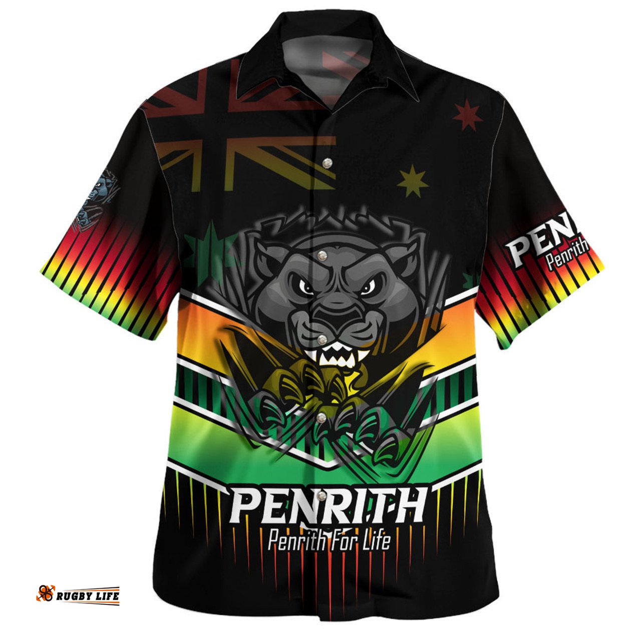 Amazing Aussie Penrith Panthers Penrith Panthers Mascot With Australia Flag Hawaiian Shirt
