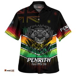 Amazing Aussie Penrith Panthers Penrith Panthers Mascot With Australia Flag Hawaiian Shirt