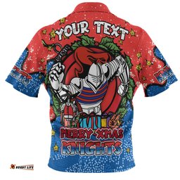 Amazing Aussie Newcastle Knights Christmas Custom Merry Christmas Our Beloved Team With Aboriginal Dot Art Pattern Hawaiian Shirt