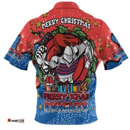 Amazing Aussie Newcastle Knights Christmas Custom Merry Christmas Our Beloved Team With Aboriginal Dot Art Pattern Hawaiian Shirt