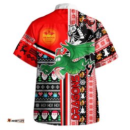 Amazing Aussie St. George Illawarra Dragons Dragons Xmas Green Wyvern With Snowflakes And Ball Hawaiian Shirt