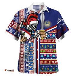 Amazing Aussie Newcastle Knights Merry Christmas Novocastrians With Snowflakes Ho Ho Ho Scratch Hawaiian Shirt