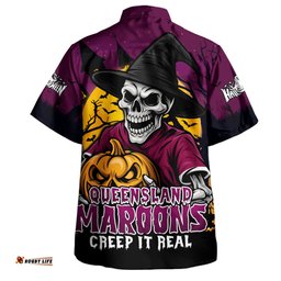 Amazing Aussie Queensland Maroons Dark Moon Rugby Halloween Battle Edition Hawaiian Shirt