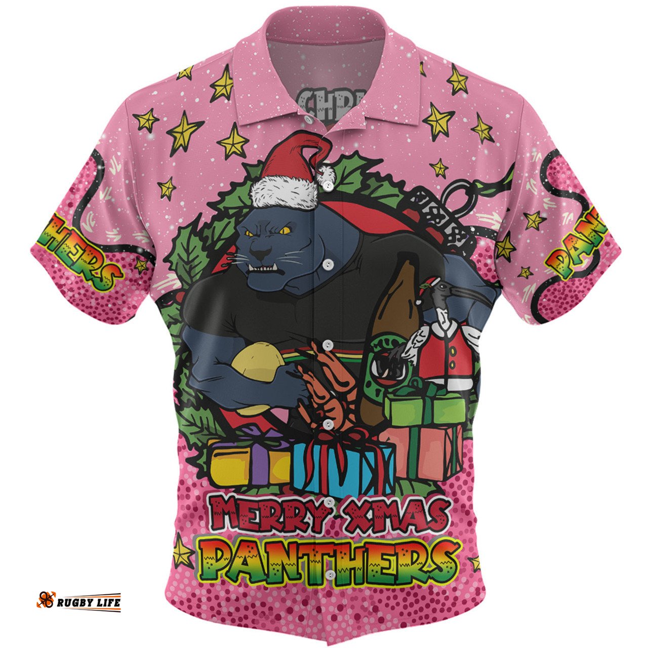 Amazing Aussie Penrith Panthers Christmas Custom Merry Christmas Our Beloved Team With Aboriginal Dot Art Pattern V2 Hawaiian Shirt