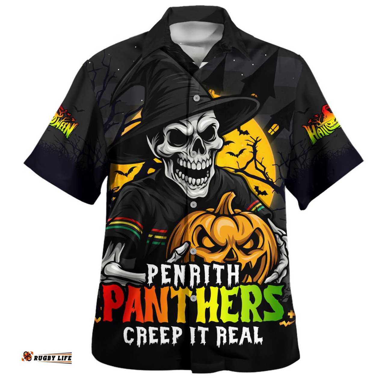 Amazing Aussie Penrith Panthers Dark Moon Rugby Halloween Battle Edition Hawaiian Shirt