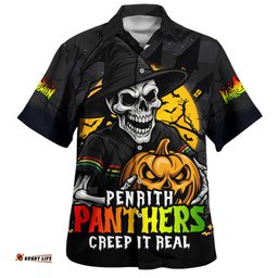 Amazing Aussie Penrith Panthers Dark Moon Rugby Halloween Battle Edition Hawaiian Shirt