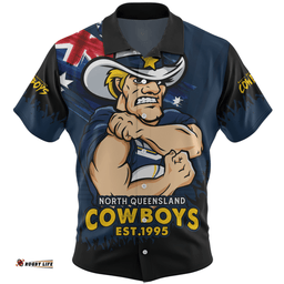 Amazing Aussie North Queensland Cowboys Heart Of A Fighter Tough And Fearless Hawaiian Shirt