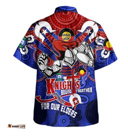 Amazing Aussie Newcastle Knights Naidoc Week Custom Newcastle Knights Naidoc Week For Our Elders Knights Bound Together Hawaiian Shirt