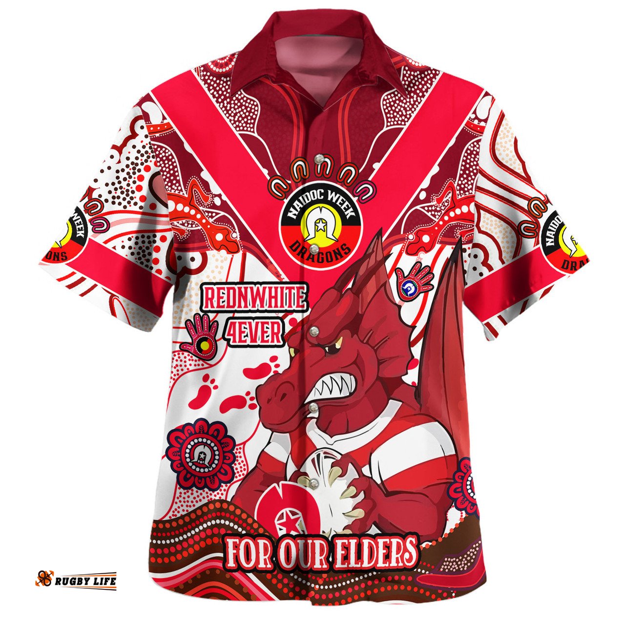 Amazing Aussie St. George Illawarra Dragons Naidoc Week Custom For Our Elders Home Jersey Shirt Hawaiian Shirt