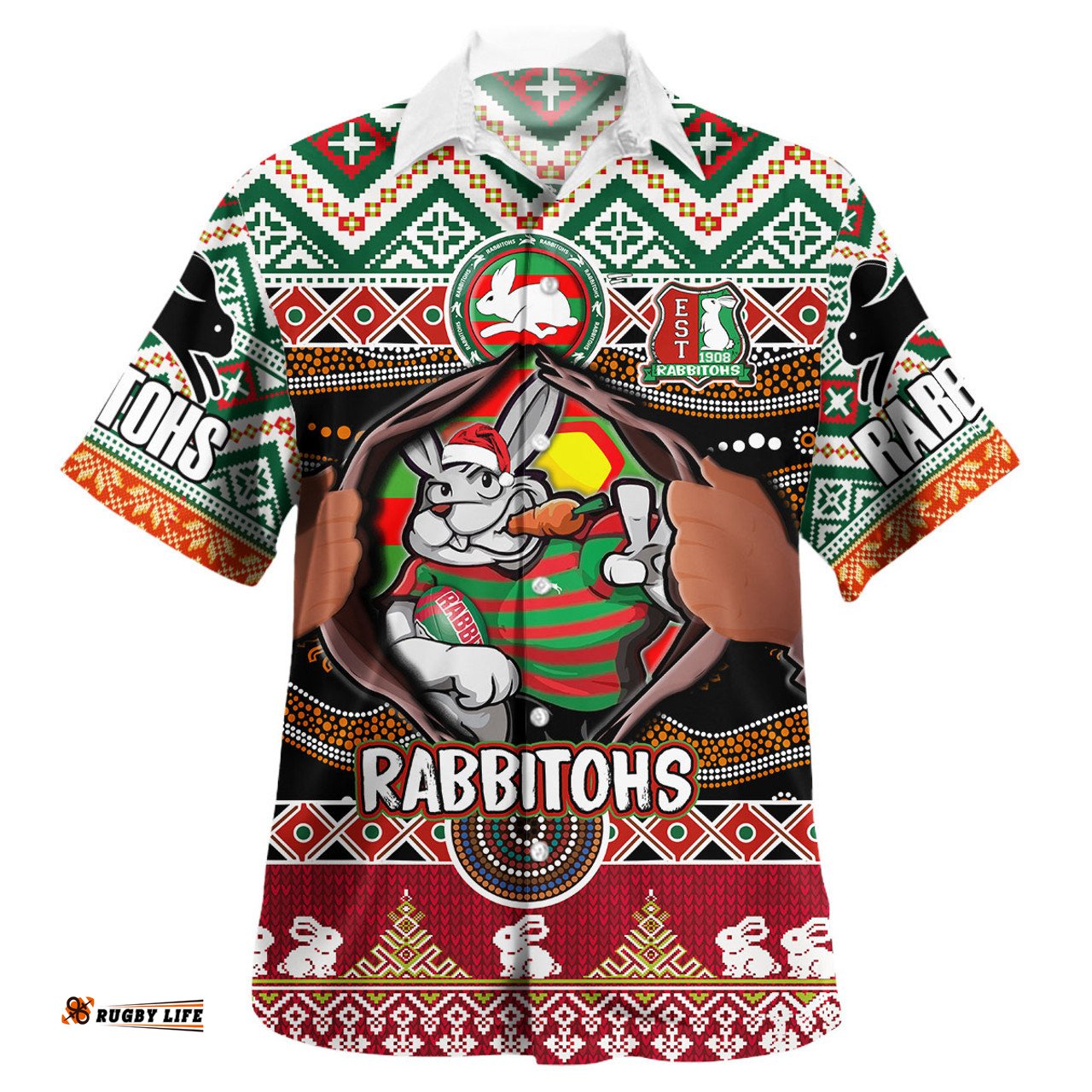 Amazing Aussie South Sydney Rabbitohs Merry Christmas Super Rabbitohs In Me Hawaiian Shirt