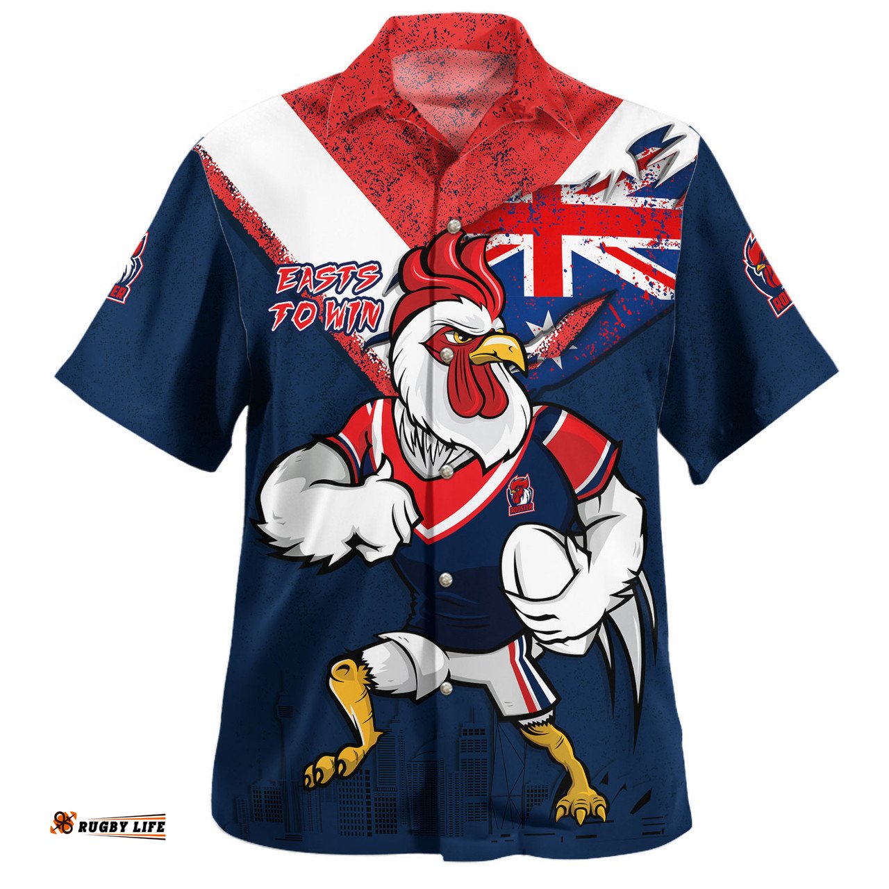 Amazing Aussie Sydney Roosters Custom For Die Hard Fan Australia Flag Scratch Style Hawaiian Shirt