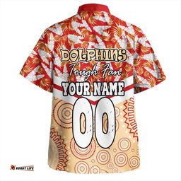 Amazing Aussie Redcliffe Dolphins Tropical Patterns And Dot Painting Eat Sleep Rugby Repeat Hawaiian Shirt
