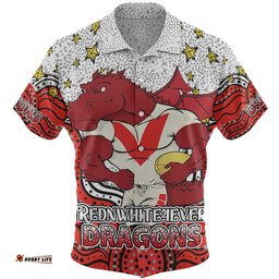 Amazing Aussie St. George Illawarra Dragons Custom Custom With Aboriginal Inspired Style Of Dot Painting Patterns  Hawaiian Shirt