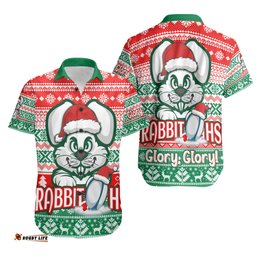 Amazing Aussie South Sydney Rabbitohs Rabbitohs Glory, Glory! Knitted Christmas Hawaiian Shirt