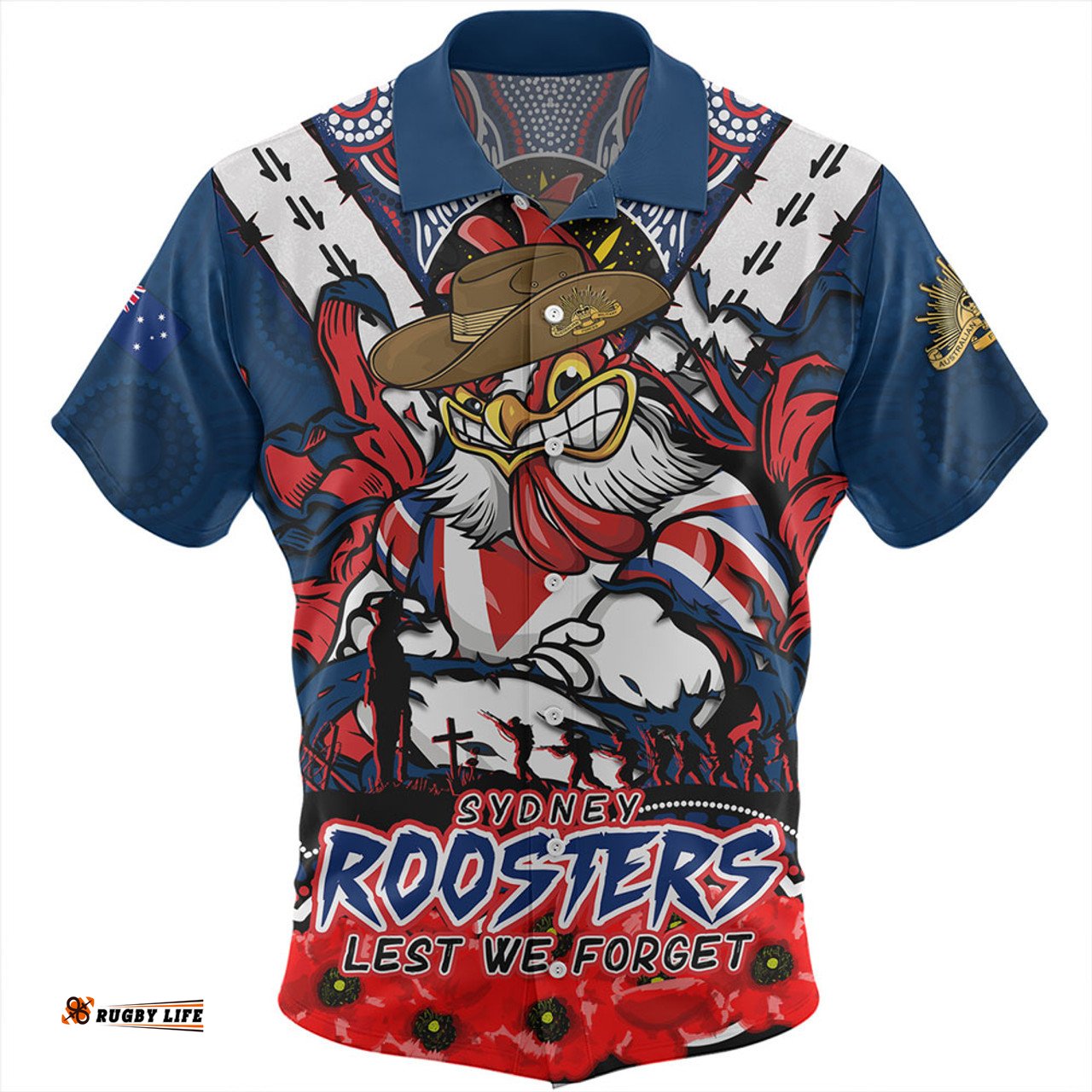 Amazing Aussie Sydney Roosters Ripped Legacy Of The Game The ANZAC Spirit Lives On Hawaiian Shirt