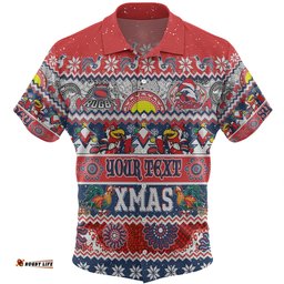 Amazing Aussie Sydney Roosters Christmas Aboriginal Custom Indigenous Knitted Ugly Xmas Style Hawaiian Shirt