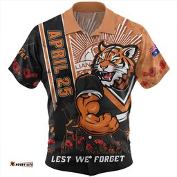 Amazing Aussie Wests Tigers Anzac Day Lest We Forget Strong Fighting Spirit Hawaiian Shirt