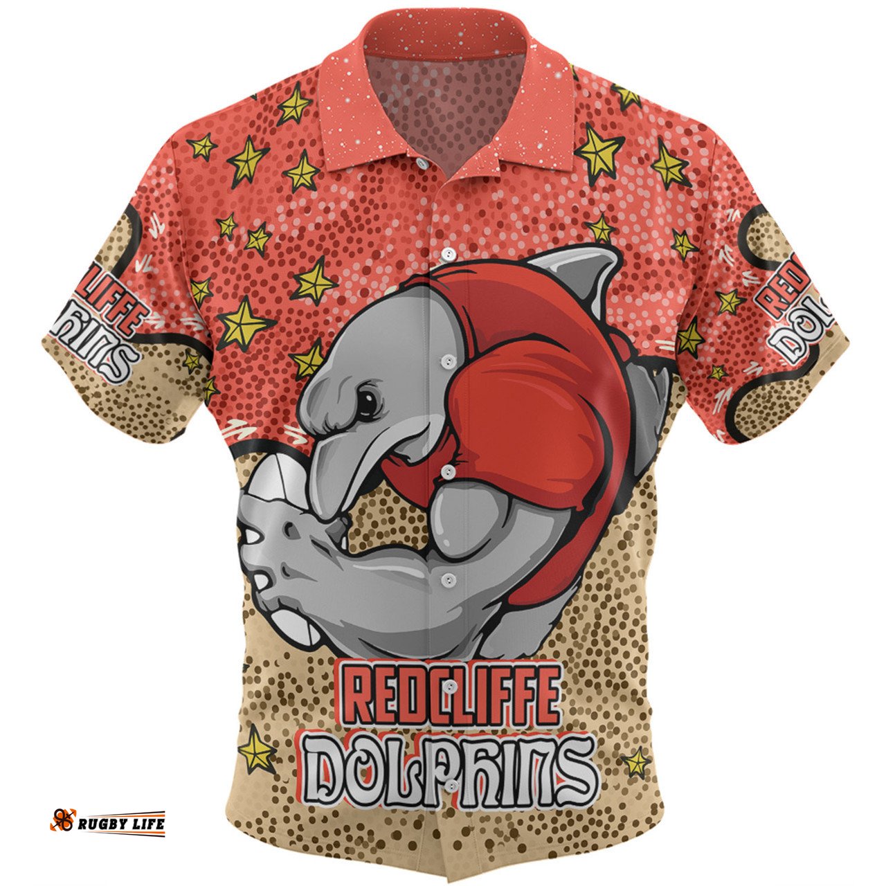 Amazing Aussie Redcliffe Dolphins Custom Team With Dot And Star Patterns For Tough Fan Hawaiian Shirt