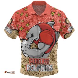 Amazing Aussie Redcliffe Dolphins Custom Team With Dot And Star Patterns For Tough Fan Hawaiian Shirt
