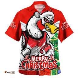 Amazing Aussie Sydney Swans Santa Scoring Touchdown On Christmas Game Day Hawaiian Shirt