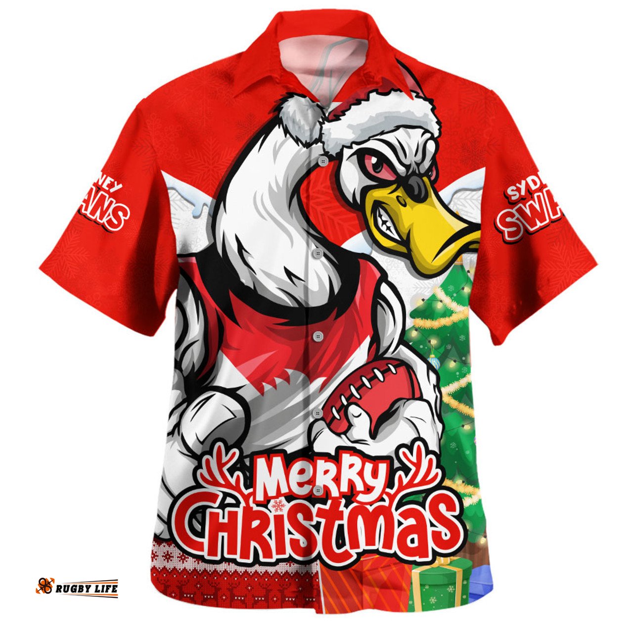 Amazing Aussie Sydney Swans Santa Scoring Touchdown On Christmas Game Day Hawaiian Shirt