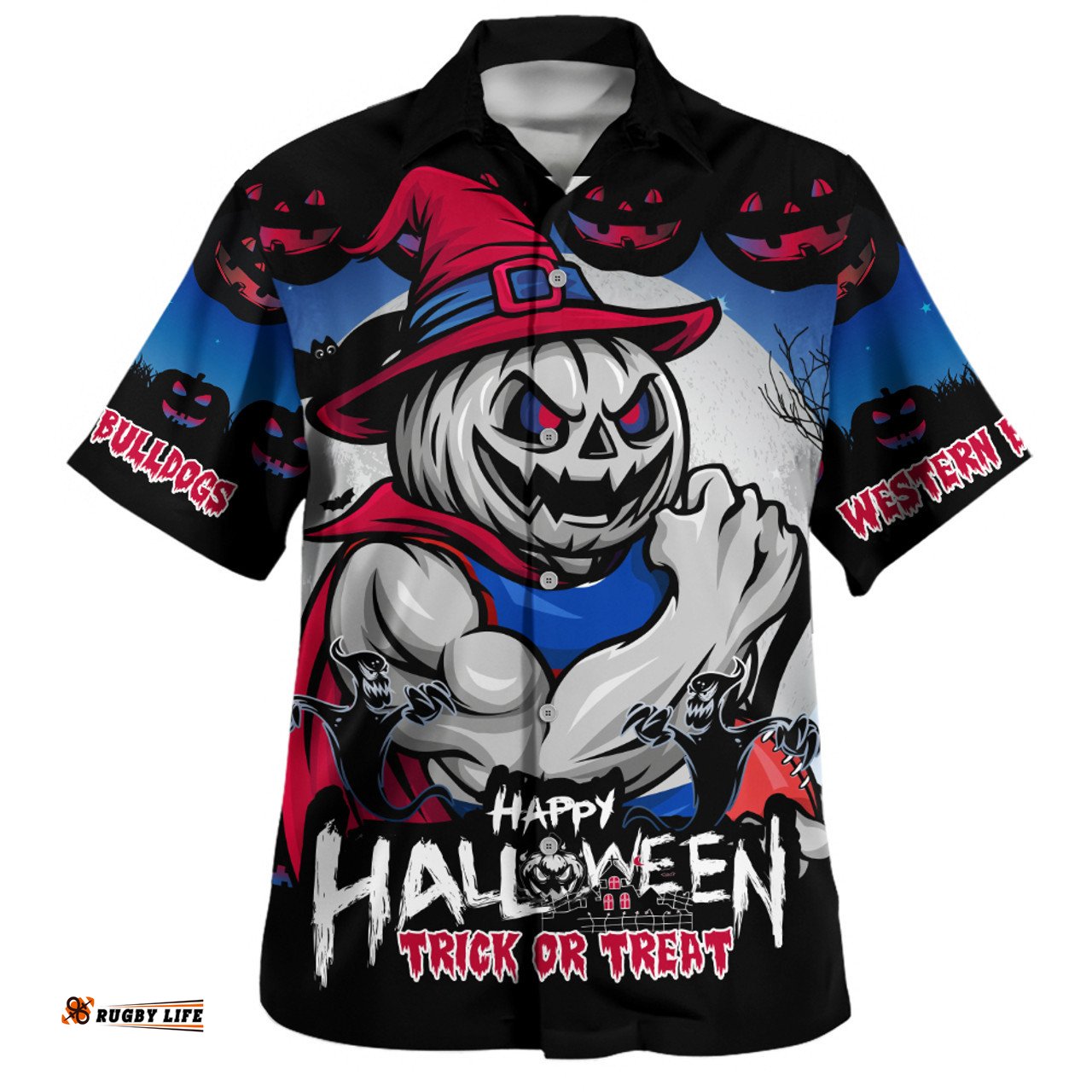 Amazing Aussie Western Bulldogs Dark Pumpkin Halloween Spirit Hawaiian Shirt