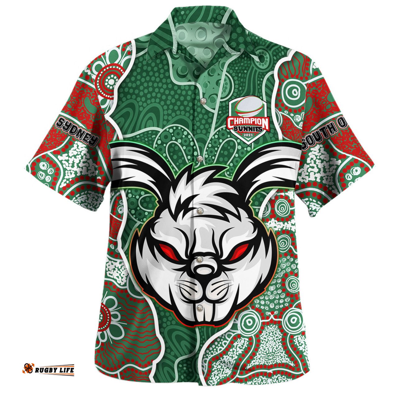 Amazing Aussie South Sydney Rabbitohs Grand Final Custom Custom Rabbitohs With Contemporary Style Of Aboriginal Painting Hawaiian Shirt