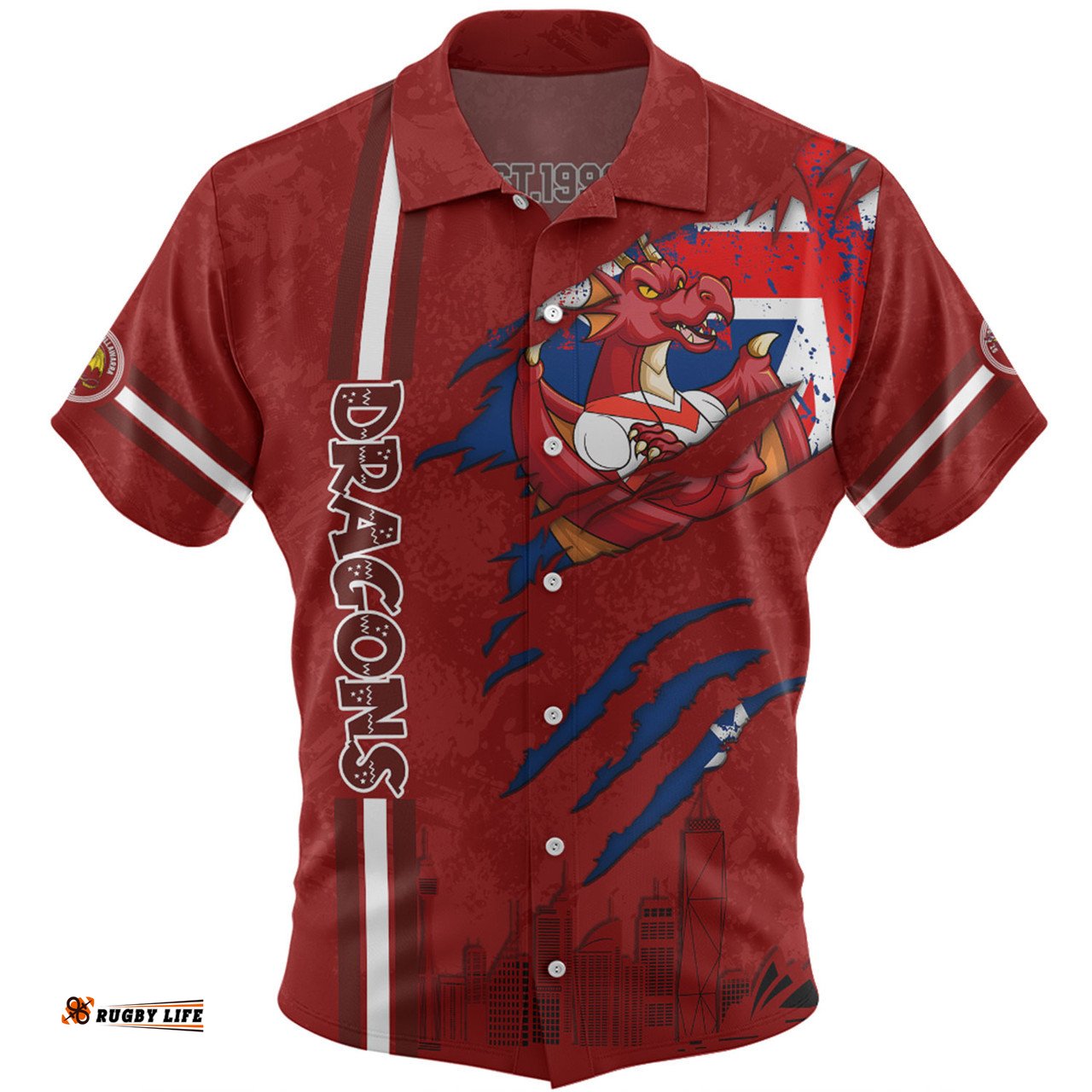 Amazing Aussie St. George Illawarra Dragons Happy Australia Day Flag Scratch Style Hawaiian Shirt