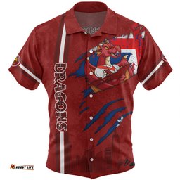 Amazing Aussie St. George Illawarra Dragons Happy Australia Day Flag Scratch Style Hawaiian Shirt
