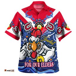 Amazing Aussie Sydney Roosters Naidoc Week Custom For Our Elders Home Jersey Shirt Hawaiian Shirt