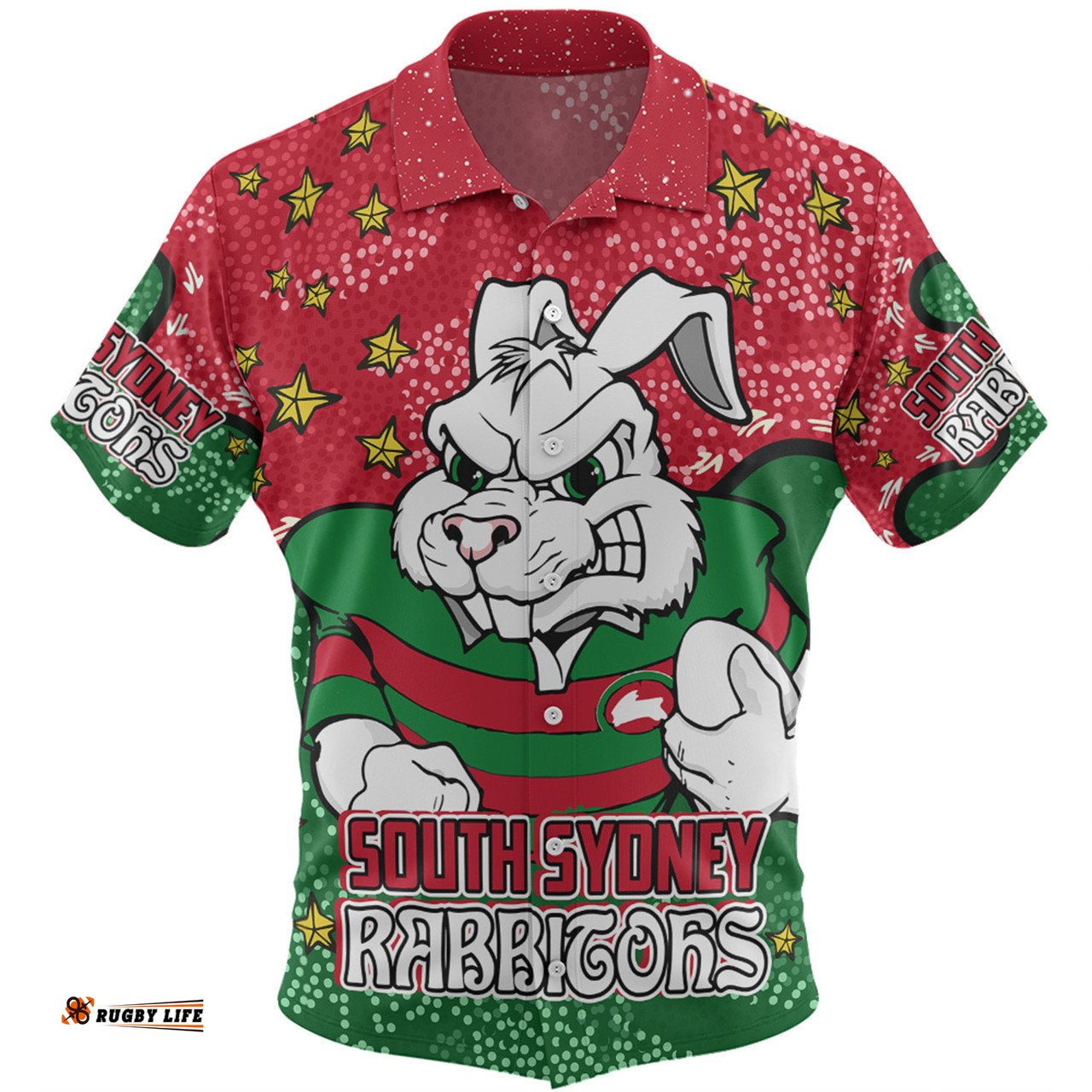 Amazing Aussie South Sydney Rabbitohs Team With Dot And Star Patterns For Tough Fan Hawaiian Shirt