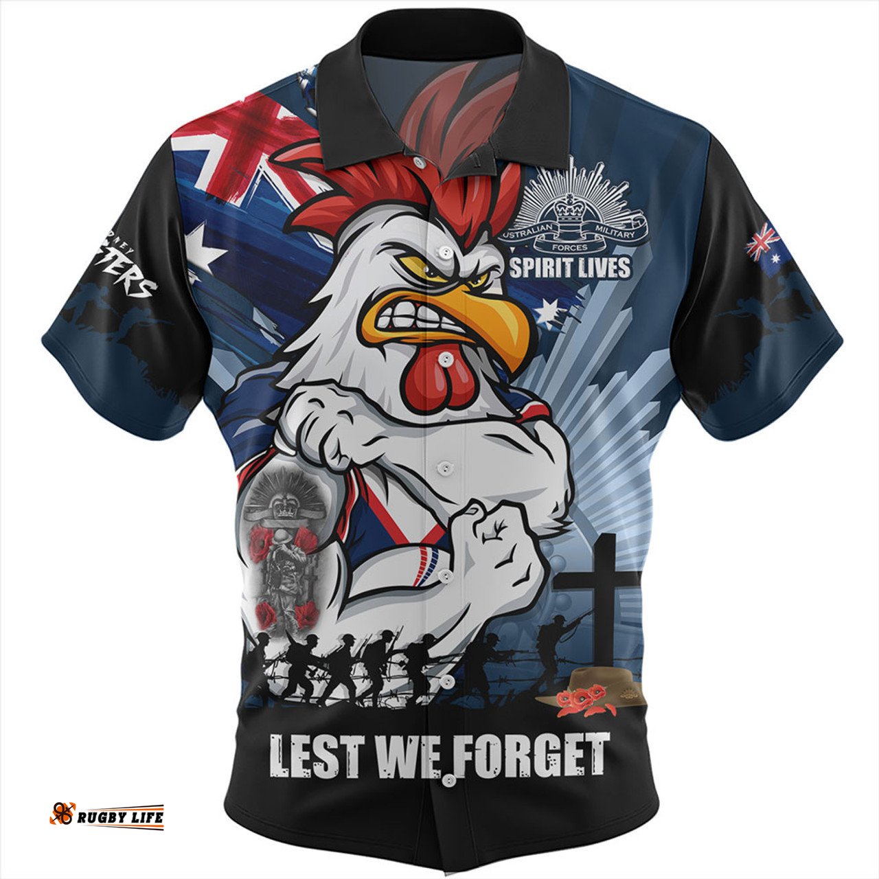 Amazing Aussie Sydney Roosters Fearless ANZAC Defender Hawaiian Shirt