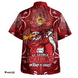 Amazing Aussie St. George Illawarra Dragons Aboriginal Pattern Inspired Victory Is Ours Hawaiian Shirt