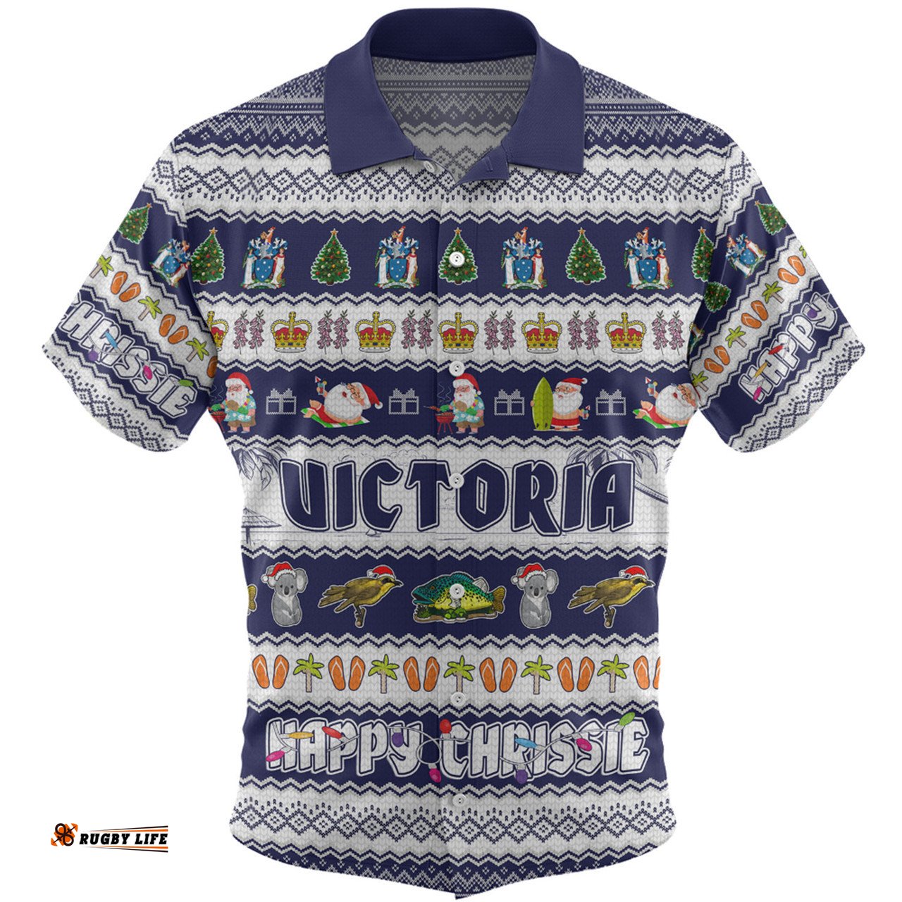 Amazing Aussie Victoria Christmas Custom Happy Chrissie Ugly Style Hawaiian Shirt