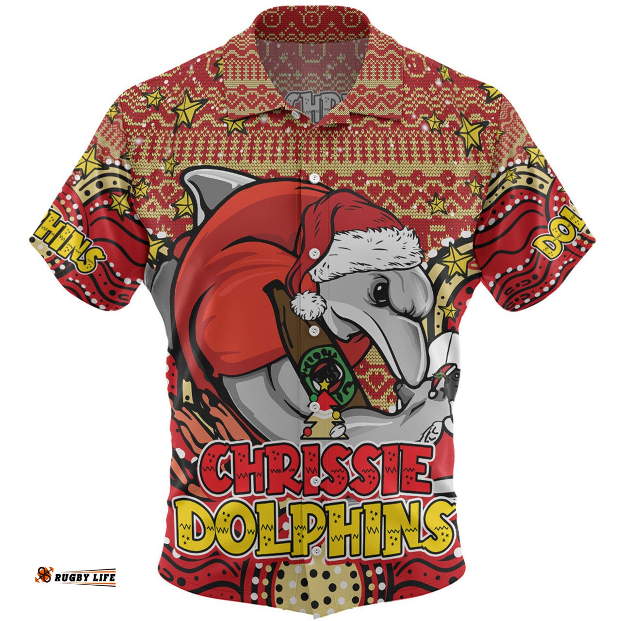 Amazing Aussie Redcliffe Dolphins Christmas Custom Christmas Knit Patterns Vintage Jersey Ugly Hawaiian Shirt