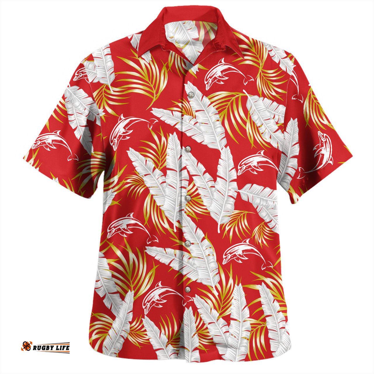 Amazing Aussie Redcliffe Dolphins Custom Tropical Patterns Redcliffe Dolphins Hawaiian Shirt