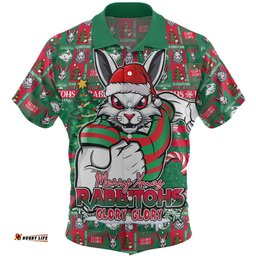 Amazing Aussie South Sydney Rabbitohs Merry Ugly Christmas Comic Style Hawaiian Shirt