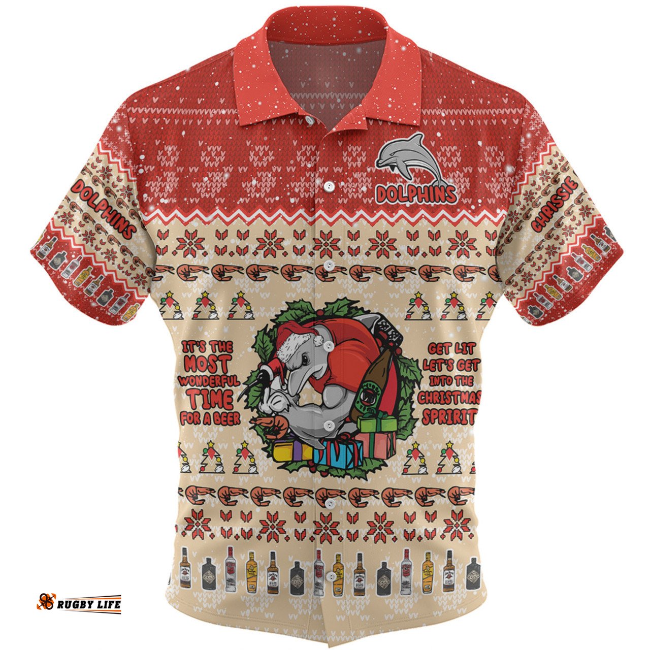 Amazing Aussie Redcliffe Dolphins Christmas Custom Chrissie Spirit Hawaiian Shirt