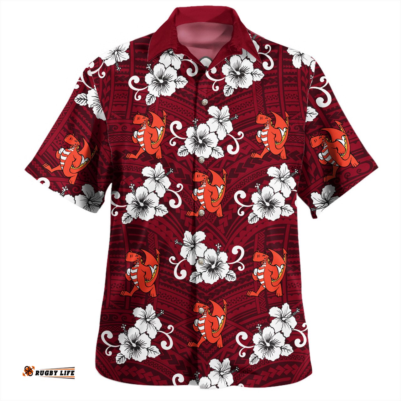 Amazing Aussie St. George Illawarra Dragons Custom St. George Illawarra Dragons With Maori Patterns Hawaiian Shirt