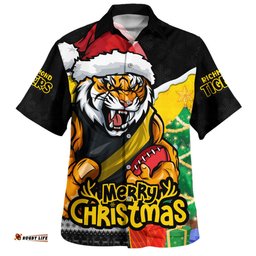 Amazing Aussie Richmond Santa Scoring Touchdown On Christmas Game Day Hawaiian Shirt