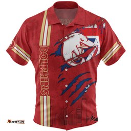 Amazing Aussie Redcliffe Dolphins Happy Australia Day Flag Scratch Style Hawaiian Shirt