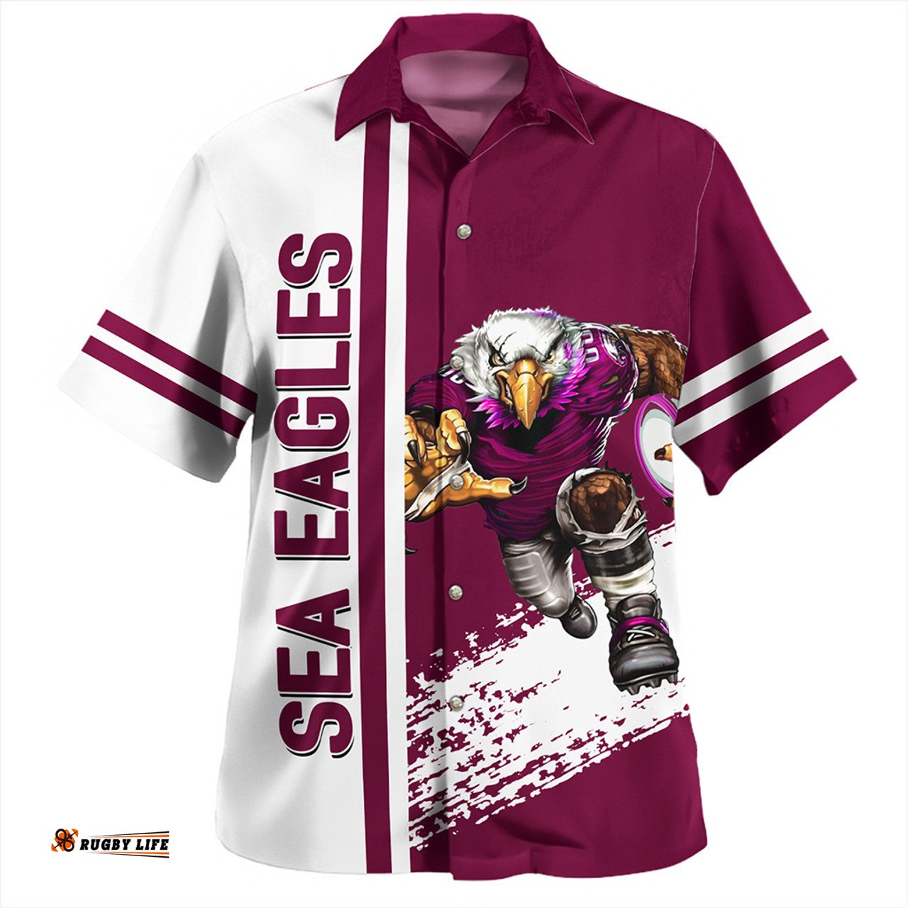 Amazing Aussie Manly Warringah Sea Eagles Manly Warringah Sea Eagles Mascot Quater Style Hawaiian Shirt