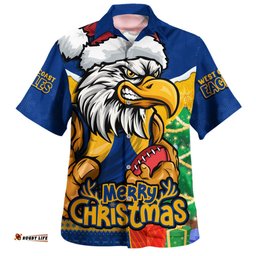Amazing Aussie West Coast Eagles Santa Scoring Touchdown On Christmas Game Day Hawaiian Shirt