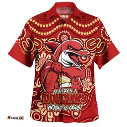 Amazing Aussie Redcliffe Dolphins Aboriginal Inspired Tough Fan Rugby For Life Hawaiian Shirt