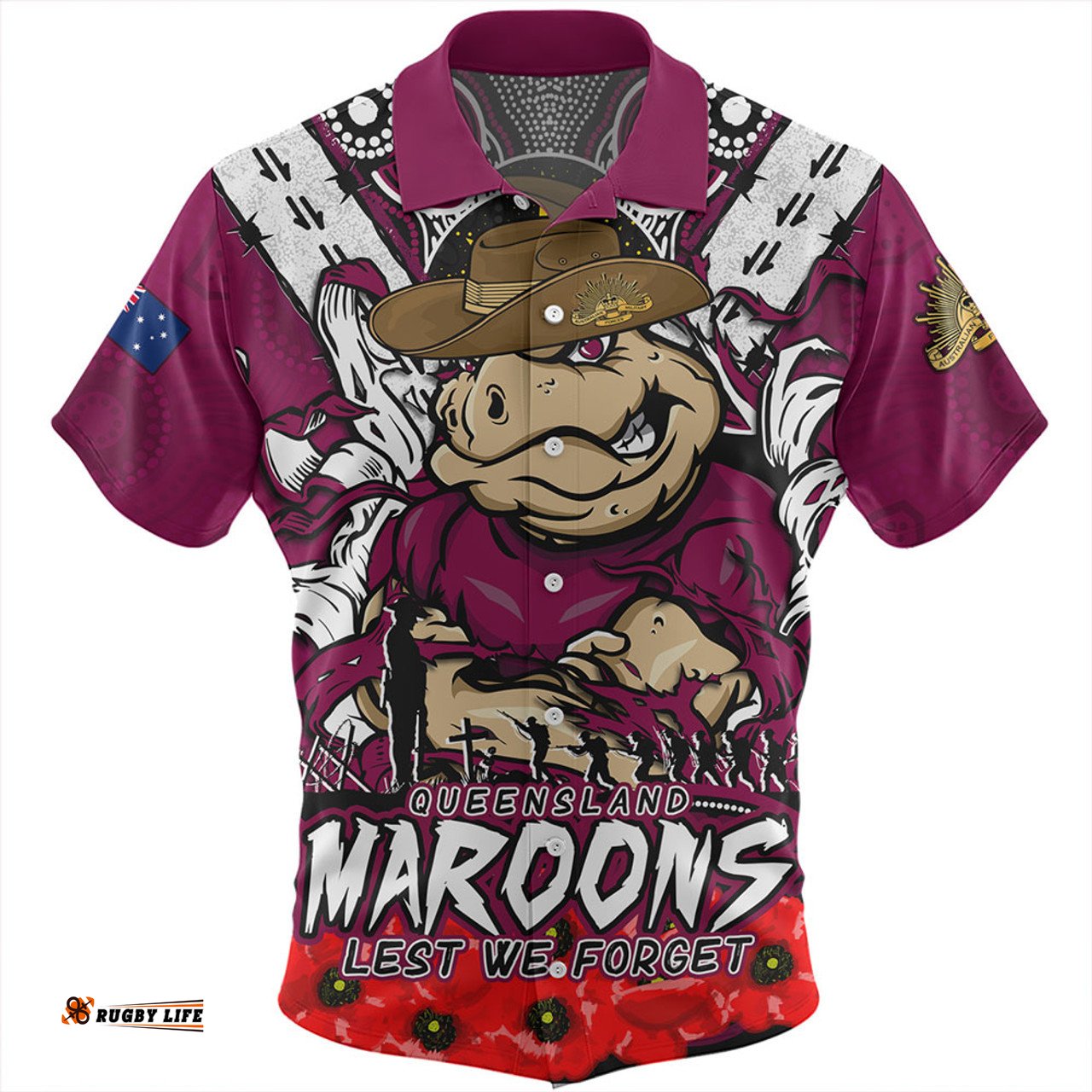 Amazing Aussie Queensland Maroons Ripped Legacy Of The Game The ANZAC Spirit Lives On Hawaiian Shirt