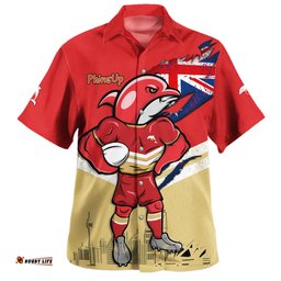Amazing Aussie Redcliffe Dolphins Custom For Die Hard Fan Australia Flag Scratch Style Hawaiian Shirt