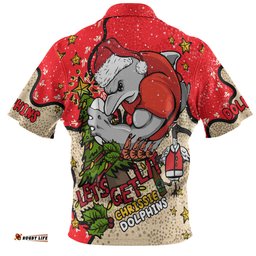 Amazing Aussie Redcliffe Dolphins Christmas Custom Let's Get Lit Chrisse Pressie Hawaiian Shirt