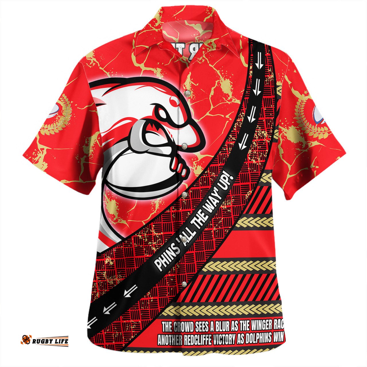 Amazing Aussie Redcliffe Dolphins Theme Song For Rugby With Sporty Style Hawaiian Shirt