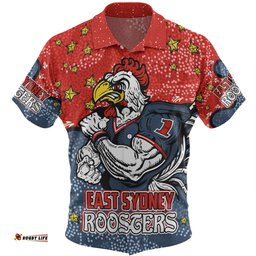 Amazing Aussie Sydney Roosters Custom Team With Dot And Star Patterns For Tough Fan Hawaiian Shirt
